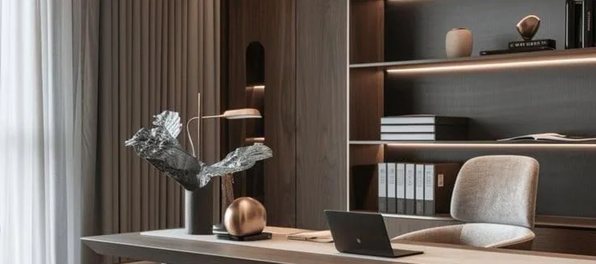 Warm modern executive office interior