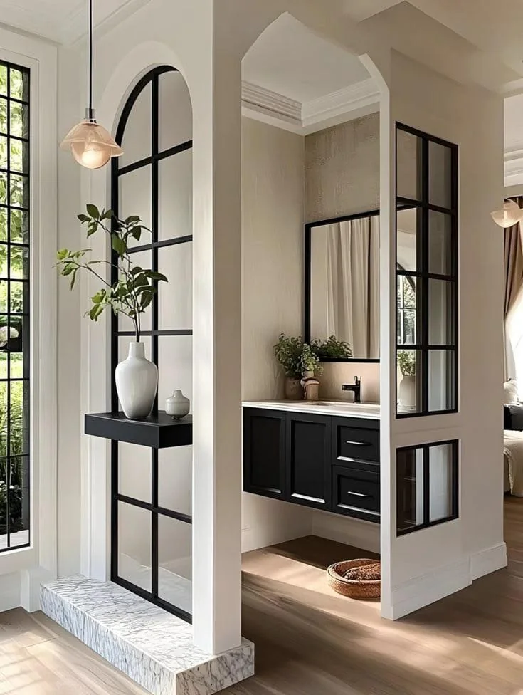 Architectural interior detail with black framing